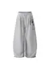 Pantalones de Chándal Casuales para Mujer con Diseño Bordado de Estrella y Nota Estilo Retro Americano, Nuevo Ajuste Holgado Estilo Perezoso Bf Pantalones Rectos de Pierna Ancha