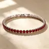 Transmisión en Vivo Transfronteriza Europea y Americana Suministro Moda Lujo Ligero Pulsera de Circonita de 4 mm Pulsera Tenis Unisex Joyería de Mano con Pedrería de Colores