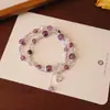Pulsera de Amatista Dulce Natural Estilo Nuevo Doble Círculo Zirconita Inteligente Pulsera de Alto Nivel Estilo Nicho Ins para Mujer