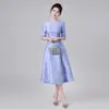 Vestido Casual de Festa 2026 Verão Comércio Exterior AliExpress Cor Sólida Vintage Estilo Simples Vestido Fornecimento de Armazém no Exterior