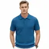 Camisa Polo de Punto Jacquard Tridimensional Estilo Retro Americano con Cuello Camisero y Mangas Cortas, Prendas de Punto para Hombre para Exportación Sj0044
