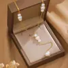 Acero Inoxidable Oro 18K Forma de Y Borla Collar Largo Cadena para Clavícula Perla Barroca Simple Francesa Joyería Transfronteriza Europea y Americana