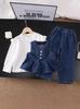 Conjunto de Tres Piezas de Chaleco de Mezclilla para Niñas Primavera y Otoño 2025 Nuevo Estilo Moda Infantil Estilo Coreano Niña Pequeña Venta al por Mayor