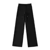 Pantalones de Pierna Ancha con Cordón de Felpa Engrosada Estilo Americano de Cintura Alta para Mujer, Otoño e Invierno, Caída Versátil, Pantalones Largos para Yoga, Deportes, Suelo