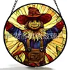 Pendente de Vidro Colorido Espantalho Cruzado Ornamento de Vidro para Pendurar em Casa Decoração de Janela Jardim Pegador de Sol