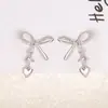 Nuevos Pendientes Minimalistas con Lazo Corazón Circonita Borla, Pendientes Exquisitos de Nicho, Pendientes de Temperamento Dulce y Fresco para Mujer