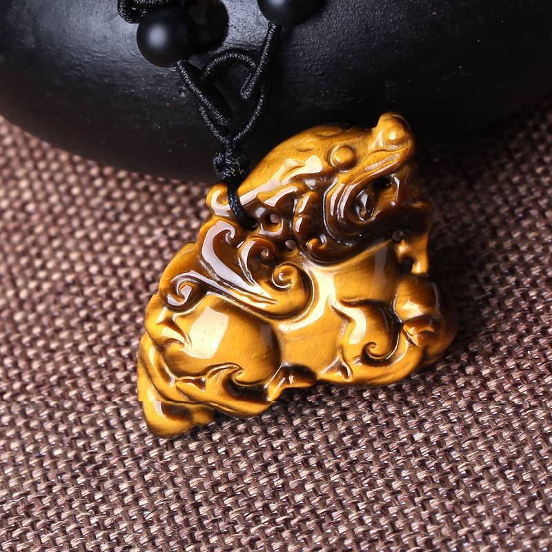 智贝详情图_6厂家金黄色虎眼石如意钱袋子吊坠男女款玉石知足常