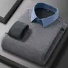 Lana Merino + Seda de MoreraSuéter de Punto Cálido para Hombre con Forro Polar y Engrosado, Estilo Dos Piezas Falsas, Cuello Camisa, Jersey
