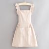 Bonito Delantal de Algodón Arrugado para Cocina Casera, Anti-Manchas, Transpirable, Específico para Catering, Ropa de Trabajo Estilo Coreano para Mujeres con Texto Impreso