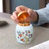 Pequeno Pote de Cerâmica com Tampa de Metal Pote de Caqui Embalagem de Chá Alimentos Chá Dendrobium Creme para Cuidados com a Saúde Cosméticos Armazenamento