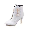 Atacado de fábrica fivela de cinto botas femininas comércio exterior tamanho grande botas curtas tamanho 40-45 bico fino botas romanas salto alto sapatos femininos sapatos femininos