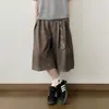 Calças Curtas de Verão 26Ss Estilo Retro Americano, Corte em A, Plissadas, Caimento Solto, Cropped, para Homens e Mulheres, Shorts de Perna Larga com Caimento Solto