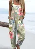 Pantalones de tirantes casuales de verano con estampado floral digital 3D para mujer, transfronterizos de Amazon Europa y América