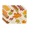 Nuevos Manteles de Otoño Decoración de Acción de Gracias Manteles para Mesa de Comedor en Casa Estampado de Calabaza Hoja de Arce Lino Almohadilla de Aislamiento Térmico