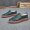 Verano Nuevo Perezoso Un-pedal Cuero Zapatos de Conducción de Coche Capa Superior Piel de Vaca Zapatos de Frijol Hechos a Mano para Hombre Zapatos Transpirables