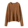 Suéter de cachemira pura con cuello redondo para mujer, suéter de cachemira con tiras en las axilas, suéter de punto liso holgado para otoño e invierno 2024.