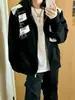 Sudadera con capucha estampada con parche de letra estilo americano para hombre y mujer, silueta de alta gama, chaqueta cárdigan de hombro recto