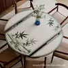 Tapete de mesa redondo dobrável estilo chinês, tapete de mesa oval, toalha de mesa de couro à prova d'água e de óleo para mesa de jantar da sala de estar, personalizável