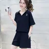 Conjunto Casual de Moda con Camisa Polo Deportiva de Manga Corta con Estampado de Letras para Mujer, Shorts de Verano con Bolsillo y Cordón, Venta al por Mayor Transfronteriza