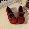 2026 Sapato Mary Jane Retro Estilo Nicho Solado Macio Antiderrapante Estudante Comutador Encontro Primavera e Verão Novo Bico Redondo Camurça para Mulheres