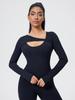 Roupas de Yoga Transfronteiriças Manga Longa Feminina Top de Yoga Nude para Esportes e Fitness com Bojos Removíveis Cintura Estreita Nude