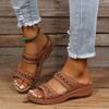 Sandalias de talla grande para mujer, estilo retro, con cuña antideslizante, estilo transfronterizo, estilo retro, con cabeza redonda, 2022