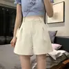 Verão 2026 Nova Moda Confortável Cintura Alta Emagrecimento Plissado Perna Larga Calças Design Casual Sensação Conjunto Shorts Mulheres