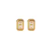 Pendientes de Plata de Ley S925 Chapados en Oro Amatista Citrino Rectangular Facetado para el Día a Día Lujo Ligero Gama Alta de Joyería Yuebao