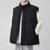 Chaleco de Algodón de Color Sólido para Invierno para Hombre Tallas Grandes Chaleco Grueso Cálido Ropa Exterior Chaleco con Cuello Alto Chaqueta Chaleco Ropa para Hombre