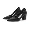 678 Zapatos de Tacón Alto con Punta Fina y Boca Baja de Tacón Grueso para Mujer 2025 Otoño Nuevo Estilo Dos Formas de Usar Profesionales Ol Trabajo Banquete Zapatos de Salón para Mujer