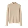 Camisa base feminina de outono e inverno com gola alta e barra franzida para comércio exterior transfronteiriço, top estiloso de manga longa slim fit, suéter premium