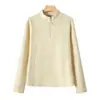 Cardigã feminino de veludo alemão com zíper parcial 300g, casual, moderno, estiloso, versátil, slim fit, nova blusa de moletom feminina de cor sólida