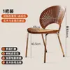 Silla de Comedor de Madera Maciza Estilo Medieval, Mesa y Sillas de Comedor para el Hogar para Combinar Silla Hipopótamo, Silla con Respaldo de Sirena, Taburete de Maquillaje Retro de Ratán