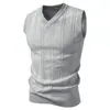 Chaleco de Punto Trenzado con Cuello en V para Hombre Otoño/Invierno 2026, Chaleco Suéter sin Mangas de Color Sólido, Chaleco para Capas Casual de Negocios
