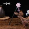 Horquilla de madera de ébano de imitación con borlas, horquilla con forma de paso, tocado antiguo para niños, accesorios para el cabello, horquilla para el cabello de ropa antigua, accesorios para el cabello