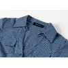 Precio Real de IA #Azul Camisa de Cuadros de Manga Corta para Mujer Primavera 2026 Camisa Ajustada Favorecedora Prenda Exterior Corta Cropped Top Ceñido a la Cintura