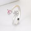 Moda Dropshipping Estilo Nuevo Temperamento Dulce Versátil Anillo Abierto para Mujeres Anillo Ajustable Incrustado con Circonitas y Diamantes