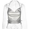 Top sin mangas con cuello de contraste y costuras cruzadas europeas y americanas para mujer, verano, estilo Ins, ajuste ceñido, chaleco sin espalda para mujer