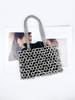 Bolso de mano para ir al trabajo, personalizado, creativo, de acrílico, retro, plateado, con recortes y perlas, tejido a mano.