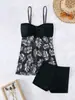 2025 Europeos y Americanos Comercio Exterior ins Nuevo Traje de Baño Separado Boxers Cintura Alta Gasa Tankini Traje de Baño Tankini para Mujer