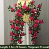 Planta Trepadeira Artificial de Rosa Falsa para Tubo de Corrimão Externo Decoração Envolvente para Revestimento de Parede