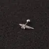 Varilla de Acero Inoxidable de 1.2*6mm Corona de Zirconia Microincrustada Tornillo para Hélice de Oreja Bola Pendientes de Moda Joyería para Piercings