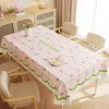 Toalha de Mesa Desenho Animado à Prova de Óleo, Impermeável, Resistente ao Calor, Estilo Creme 2026 Novo Modelo Rosa para Uso Doméstico Estilo Fofo Capa para Mesa de Café