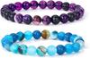 Amazon Europa y América Venta Caliente Transfronteriza Piedra Natural 8mm Pulsera para Pareja para Hombre y Mujer Juego Pulsera Ojo de Tigre Turquesa Joyería