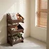 Estante de Almacenamiento de Frutas y Verduras Multicapa de Madera Maciza Estilo Retro para Sala de Estar y Comedor, Estante de Almacenamiento de Snacks de Frutas y Verduras