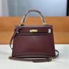 2026 Nuevo Modelo Bolso Mini de Cuero Genuino para Mujer Caja Bolso de Mano Bolso de Hombro Estilo Kelly Charol Brillante