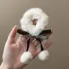Goma para el pelo hecha a mano de nuevo estilo con lazo de pompón, Cuerda para coleta linda, Anillo para el pelo elegante, Accesorio para el pelo de niña dulce