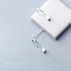 Pendientes Nalan de plata S925 para mujer, estilo japonés, con ondas huecas, pequeños cuadrados geométricos, G6259