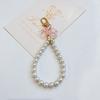 Llavero Colgante de Cadena de Perlas DIY con Lazo Nueva Flor de Metal Accesorios para Tarjetas Bolsa de Audífonos Accesorios para Llaves Femeninos
