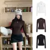 Suéter de punto gris de manga larga bordado para mujer, perfecto para otoño e invierno, se ve genial como capa interior o exterior, tiene un aspecto de alta gama, estilo jersey